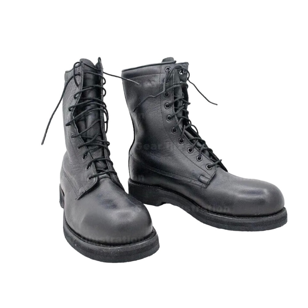 Military Black Leather Boots Man Sz 6.5 Woman Sz 8